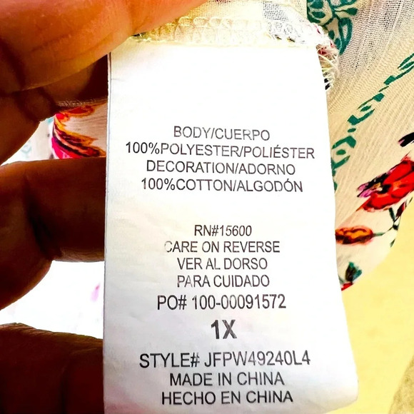 MASON & BELLE 1X PLUS WOMENS FLOWERY EMBROIDERY WHIMSICAL COASTAL BEACH CARDIGAN - Picture 3 of 6